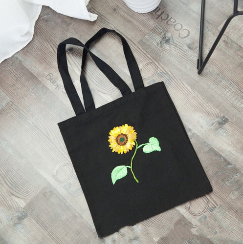 Embroidery Canvas Bag Kit DIY Adult Handmade Beginner Material Bag Sunflower - AIMDIY