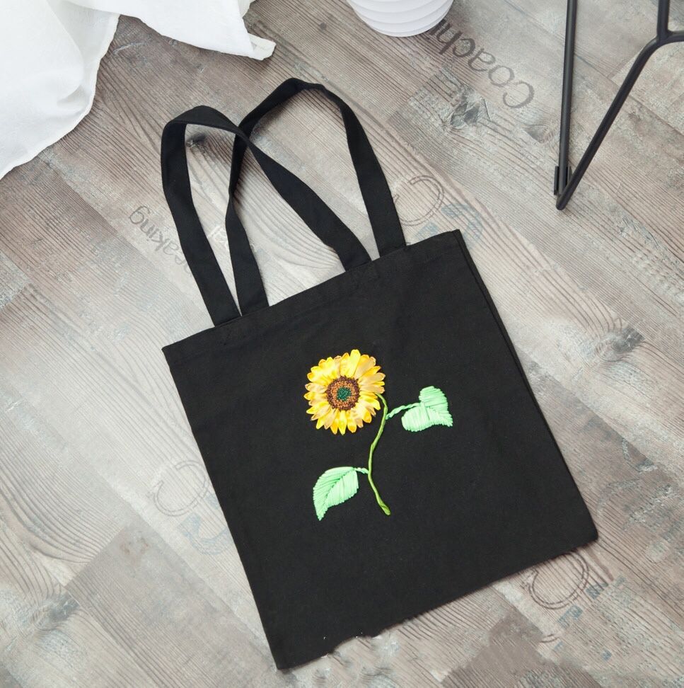 Embroidery Canvas Bag Kit DIY Adult Handmade Beginner Material Bag Sunflower - AIMDIY