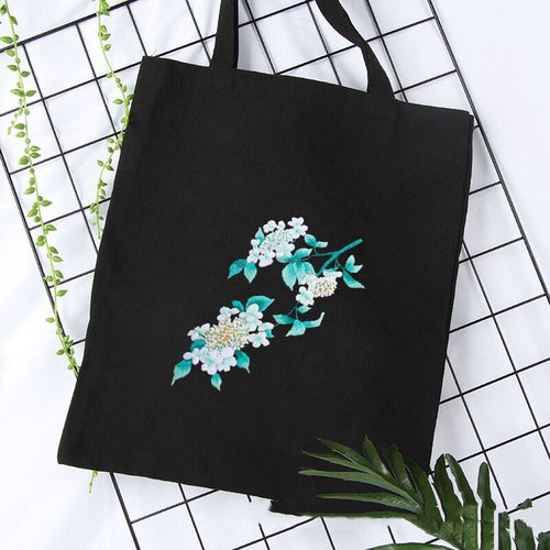 Embroidery Canvas Bag Kit DIY Adult Handmade Beginner Material Bag Flower - AIMDIY