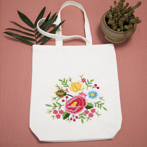 Embroidered Diy Tote Bag Shoulder Bag Couple Canvas Bag - AIMDIY