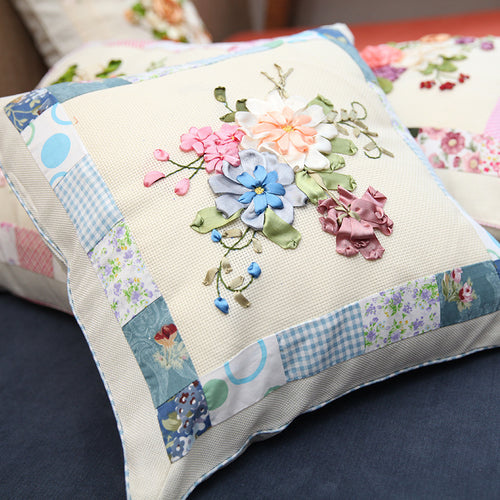 Embroidery DIY Kit Pillow Quilt Ribbon three-dimensional Office Sofa Car Cushion - AIMDIY