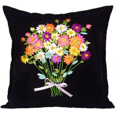 Hand Embroidery Cross stitch DIY Ribbon Embroidery Cushion Pillowcase Kit - AIMDIY